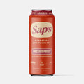 Red can of Sap's Passionfruit electrolyte beverage on a white background