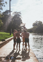 Locals swimming at the local lake