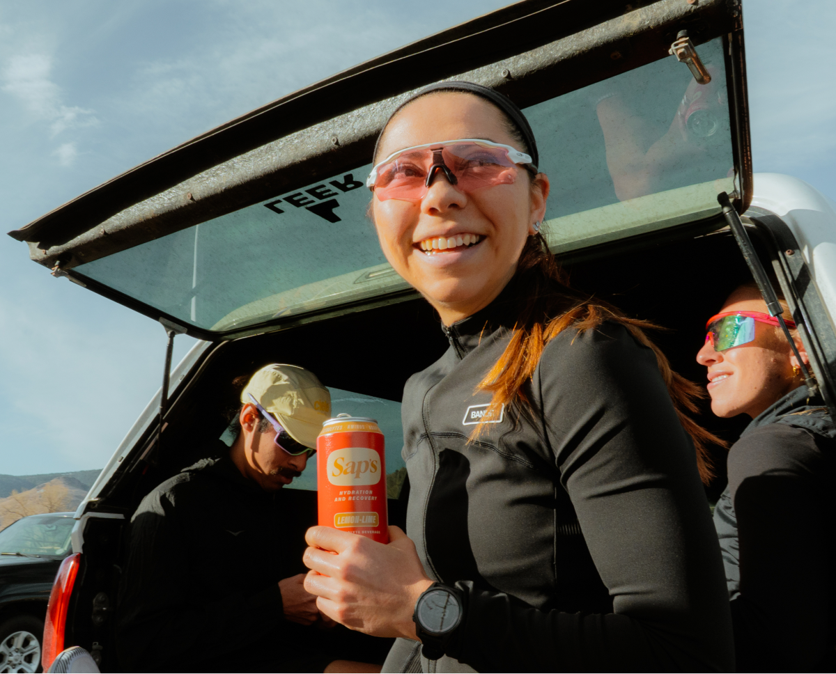 Enjoying a Sap’s by the truck after a run